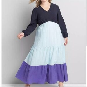 Lane Bryant NWOT Crepe Color Block Maxi Dress Size 18